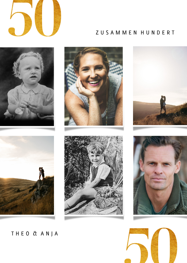 Geburtstagseinladungen - Einladung Doppelgeburtstag 50 Jahre mit Fotocollage