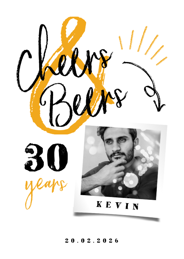 Geburtstagseinladungen - Einladung Geburtstag weiß mit Foto 'Cheers & Beers'