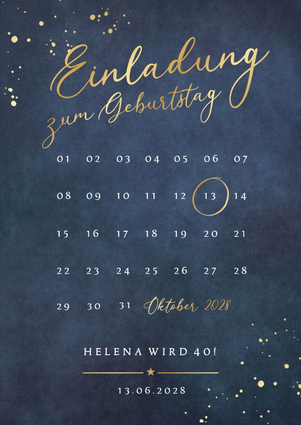 Geburtstagseinladungen - Einladung Geburtstagsfeier Kalender 