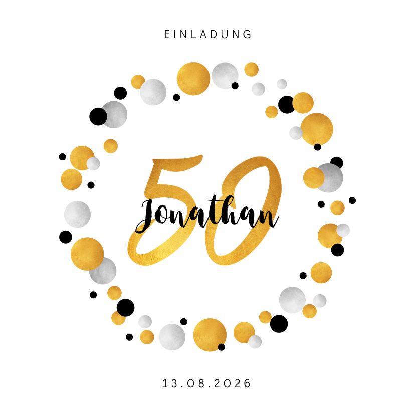 Geburtstagseinladungen - Einladung zum 50. Geburtstag Goldakzente