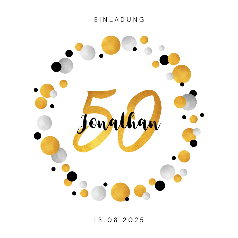 Geburtstagseinladungen - Einladung zum 50. Geburtstag Goldakzente