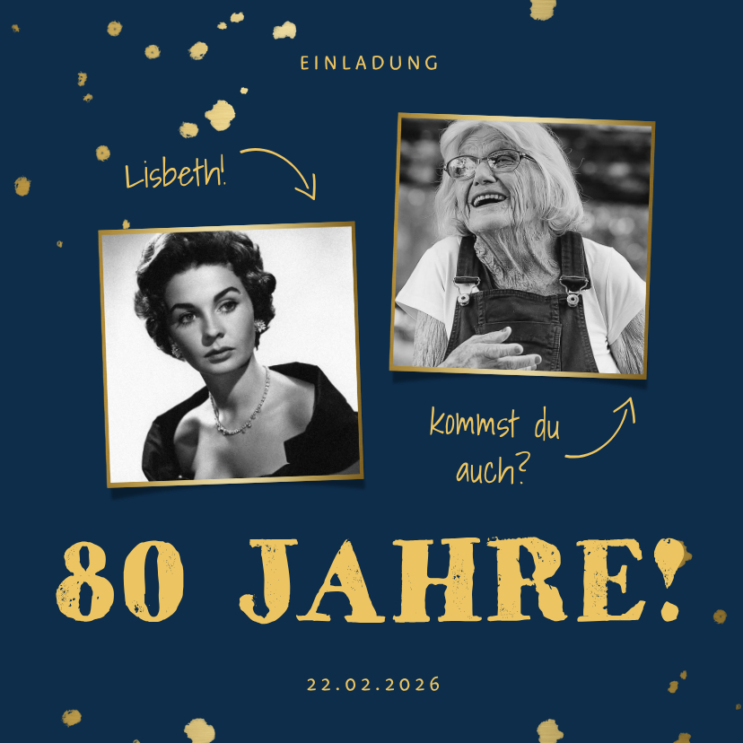 Geburtstagseinladungen - Einladung zum Geburtstag dunkelblau mit Fotos