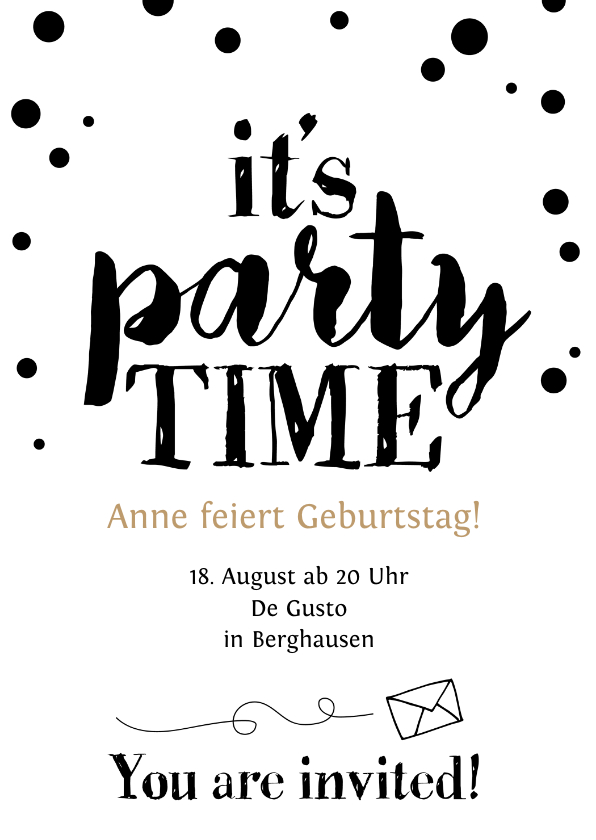 Geburtstagseinladungen - Einladung zum Geburtstag It's Party Time