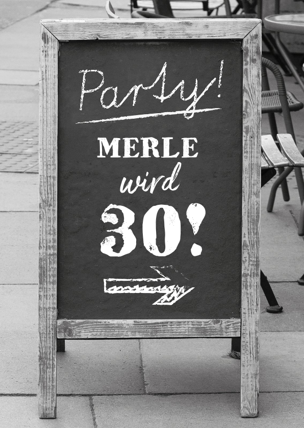 Geburtstagseinladungen - Einladung zum Geburtstag Kreidetafel