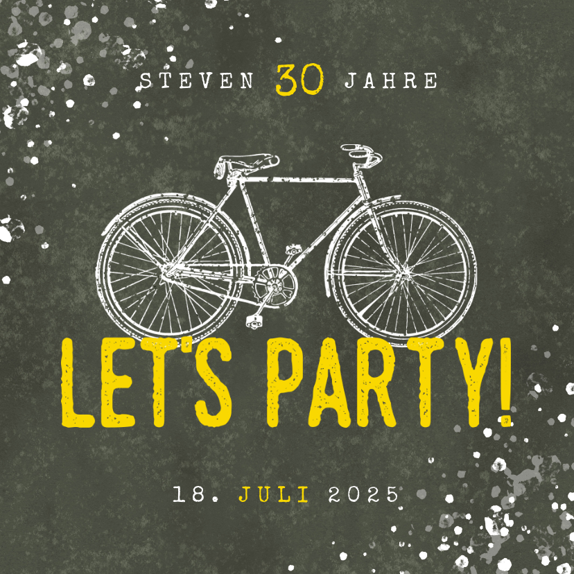 Geburtstagseinladungen - Einladung zum Geburtstag Let's Party mit Fahrrad