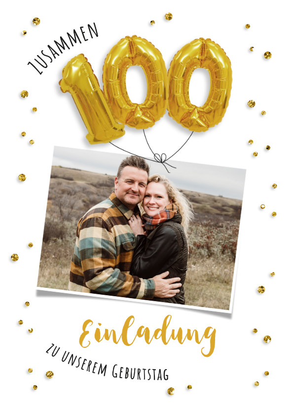 Geburtstagseinladungen - Einladung zum gemeinsamen Geburtstag 100 Ballons