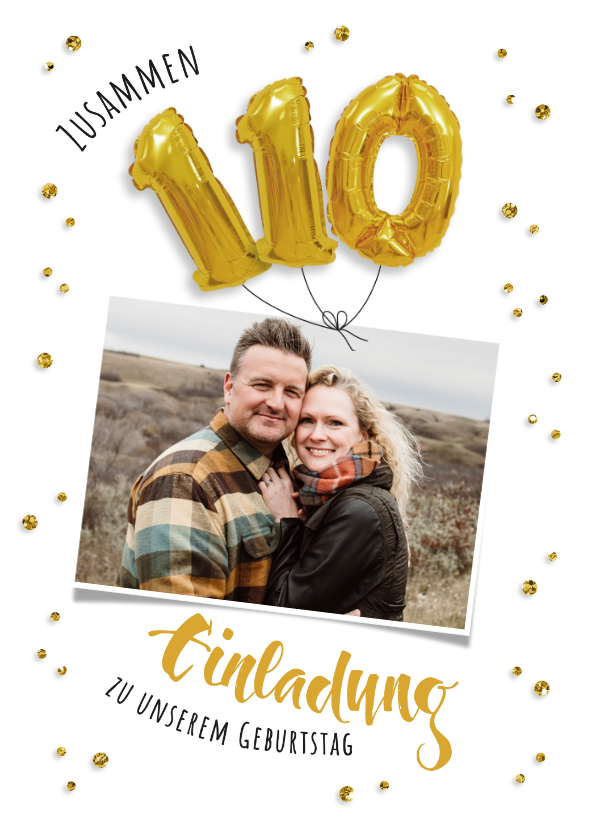 Geburtstagseinladungen - Einladung zum gemeinsamen Geburtstag 110 Ballons