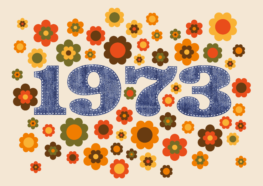 Geburtstagseinladungen - Einladungskarte Geburtstag Seventies 1973