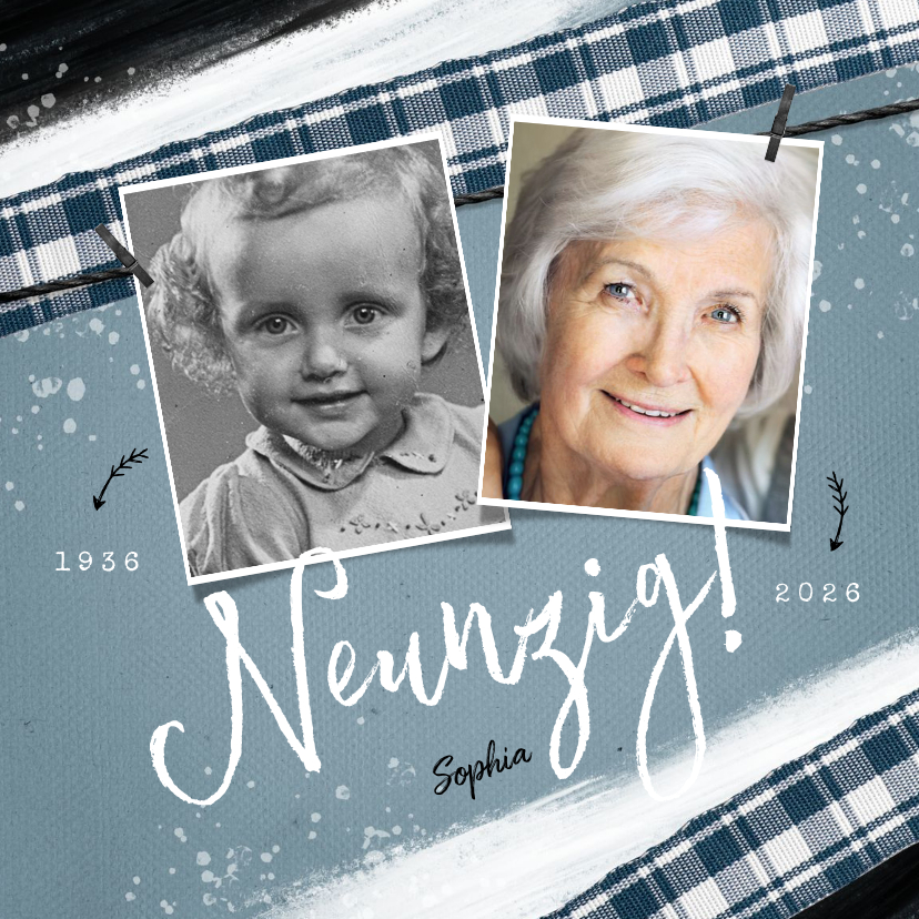 Geburtstagseinladungen - Einladungskarte Geburtstag vintage mit zwei Fotos