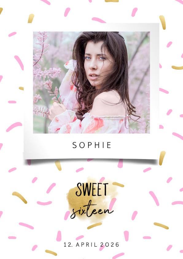 Geburtstagseinladungen - Einladungskarte mit Foto Sweet Sixteen