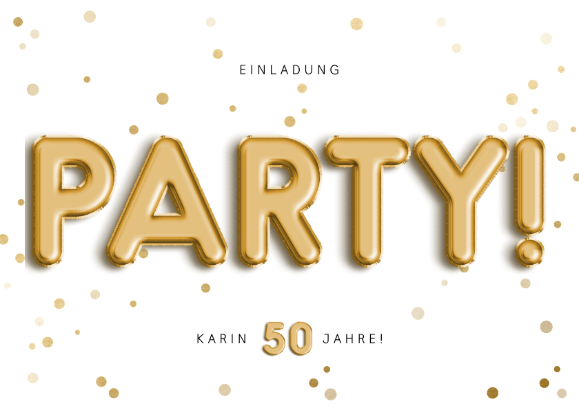 Einladungskarte mit Party Folienballons und Konfetti - Geburtstagseinladungen Geburtstagseinladungen - Einladungskarte mit Party Folienballons und Konfetti