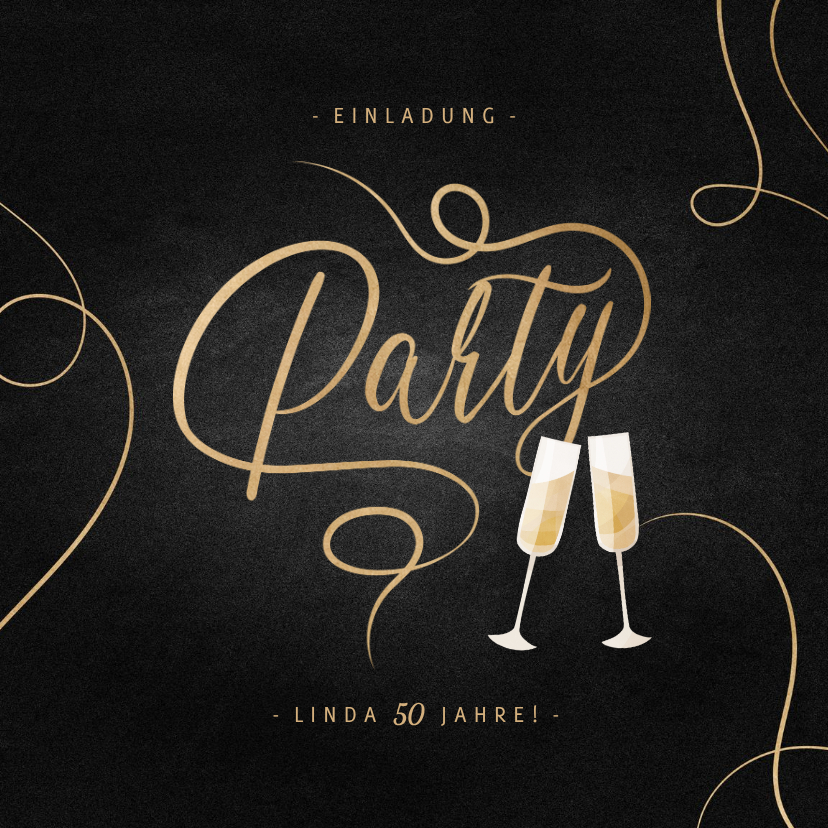 Geburtstagseinladungen - Einladungskarte 'Party' mit Sektgläsern