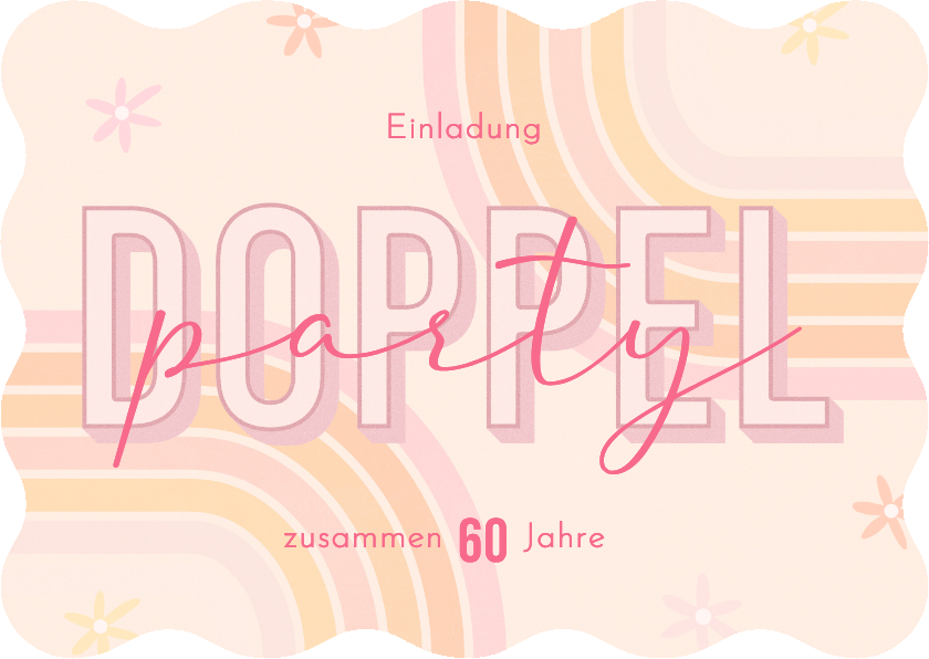 Geburtstagseinladungen - Einladungskarte rertro Doppel-Geburtstag Wellenform