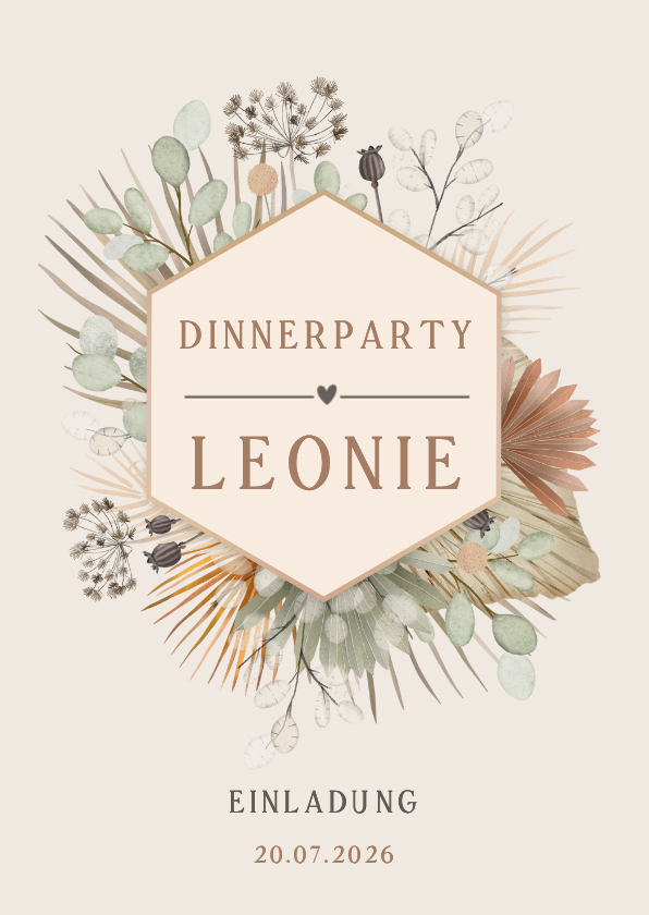Geburtstagseinladungen - Einladungskarte Trockenblumen und Foto