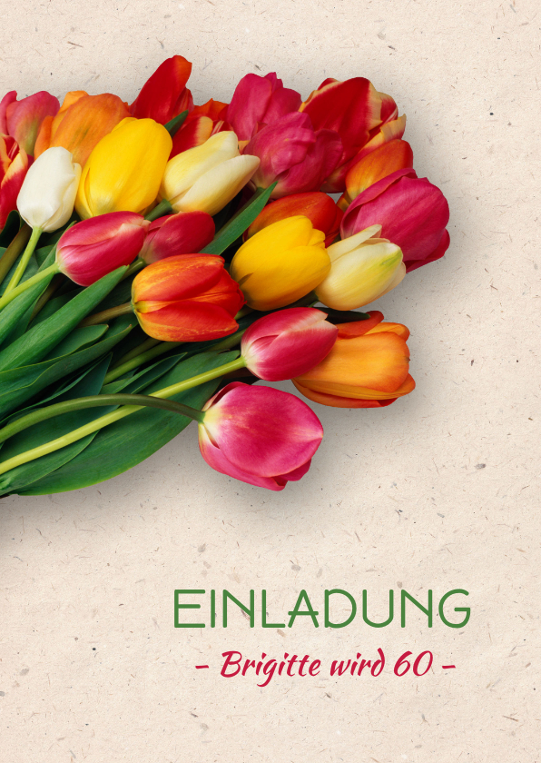 Geburtstagseinladungen - Einladungskarte zum Geburtstag Bunte Tulpen