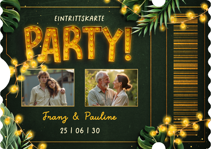 Geburtstagseinladungen - Foto-Geburtstagseinladung Eintrittskarte Ticket Gartenparty