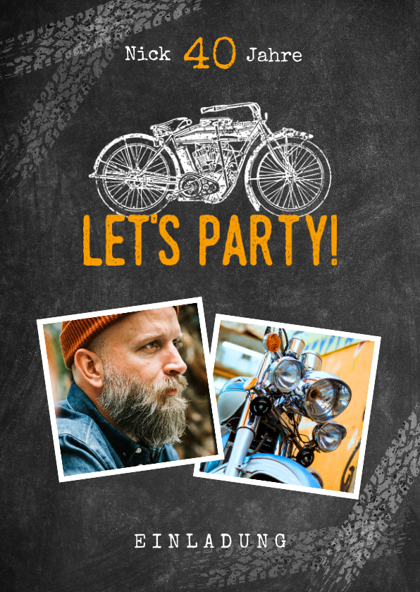 Geburtstagseinladungen - Fotokarte Einladung Geburtstagsparty Motorrad