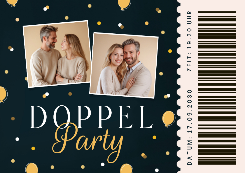 Fotokarte Ticket Einladungskarte Doppelparty Geburtstag - Geburtstagseinladungen Geburtstagseinladungen - Fotokarte Ticket Einladungskarte Doppelparty Geburtstag