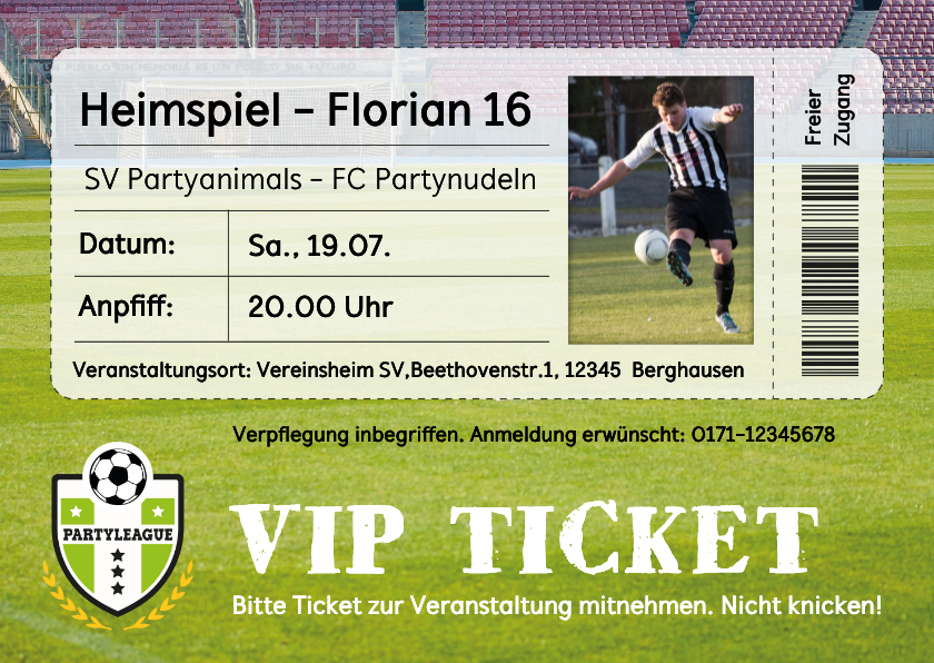 Fußball-Einladung zum Geburtstag Heimspiel - Geburtstagseinladungen Geburtstagseinladungen - Fußball-Einladung zum Geburtstag Heimspiel