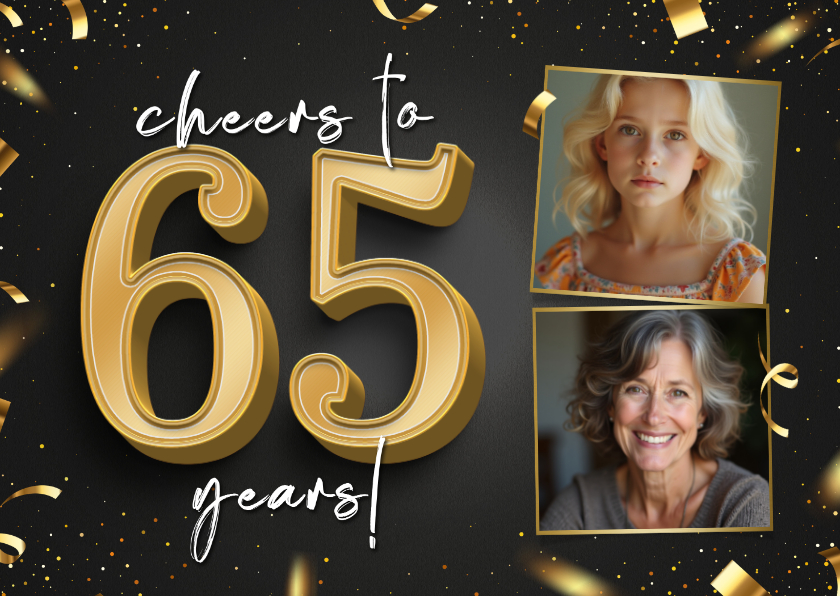 Geburtstagseinladung Fotokarte 'Cheers to 65 years' - Geburtstagseinladungen Geburtstagseinladungen - Geburtstagseinladung Fotokarte 'Cheers to 65 years'