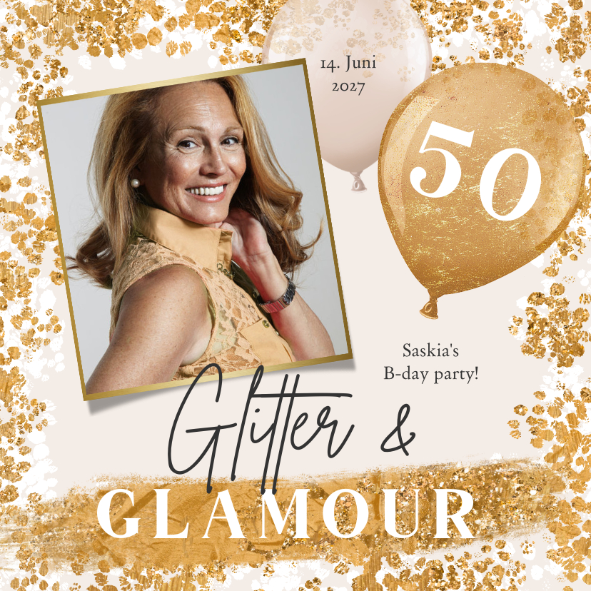 Geburtstagseinladungen - Geburtstagseinladung Glitter- & Glamour-Party