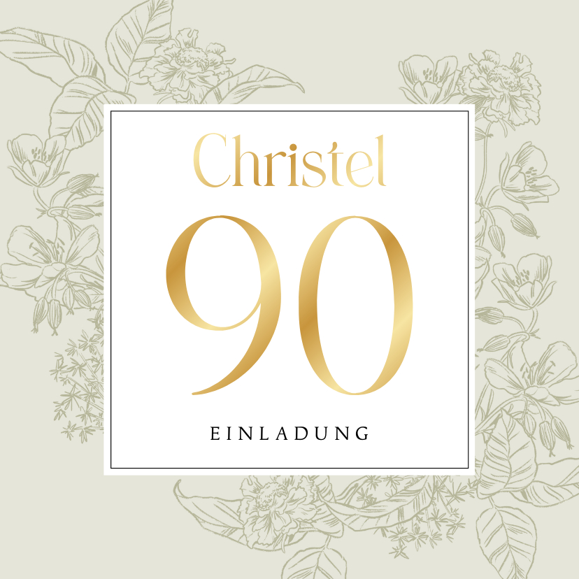 Geburtstagseinladungen - Geburtstagseinladung goldenes Alter & Blumen