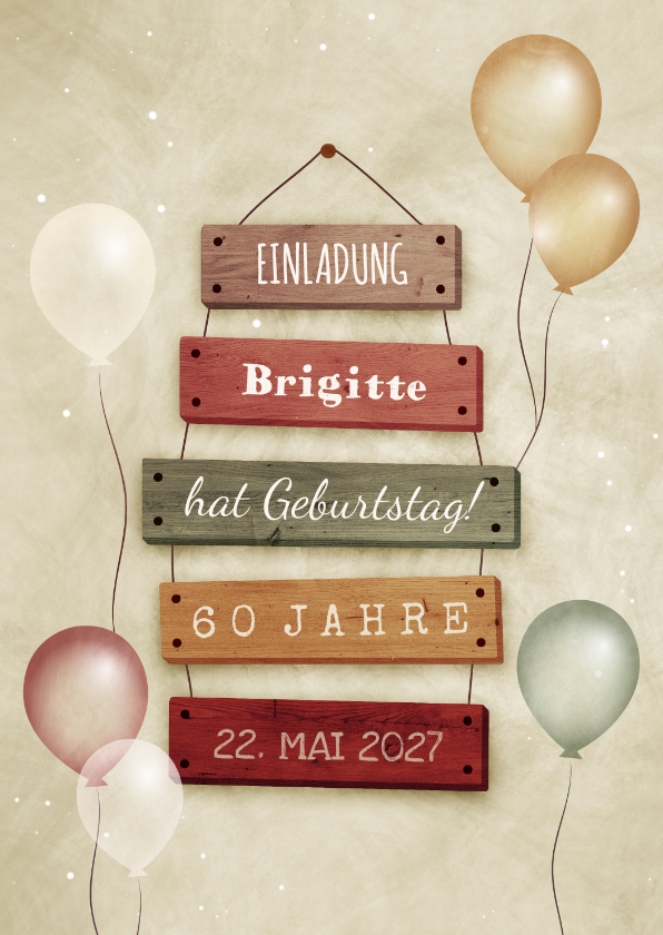 Geburtstagseinladungen - Geburtstagseinladung Schilder & Luftballons