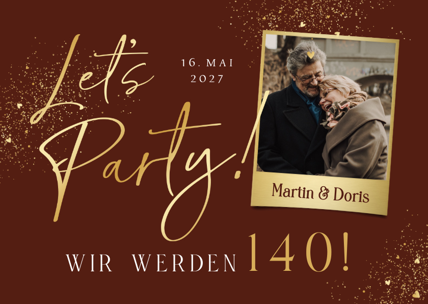 Geburtstagseinladungen - Let's Party Einladung Doppelgeburtstag 140 Jahre