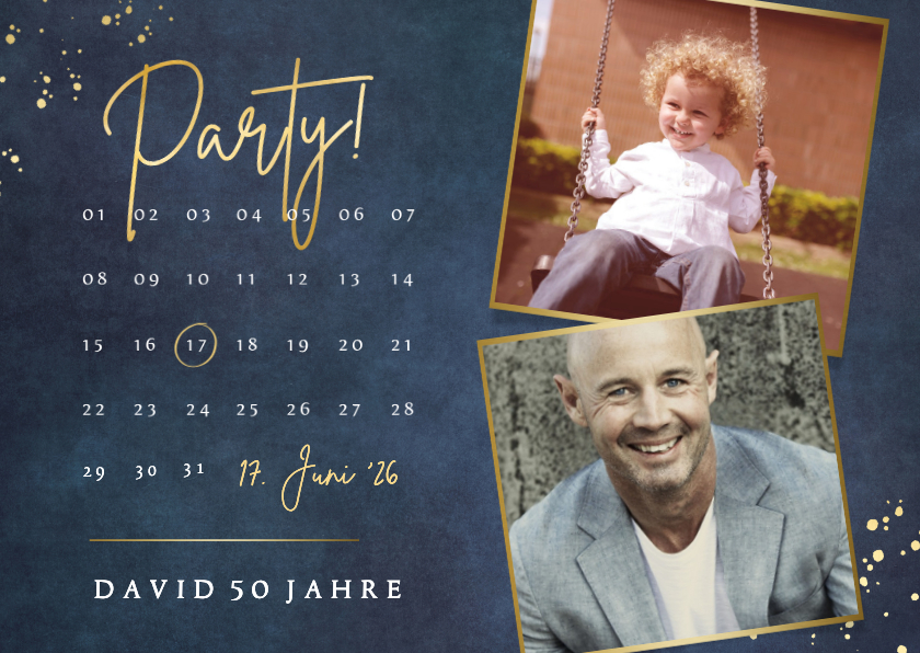 Geburtstagseinladungen - Partyeinladung Geburtstag blau Kalender & Fotos