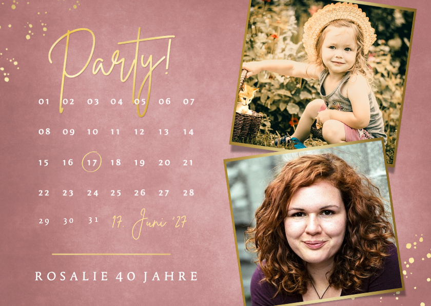 Geburtstagseinladungen - Partyeinladung Geburtstag rosé Kalender & Fotos