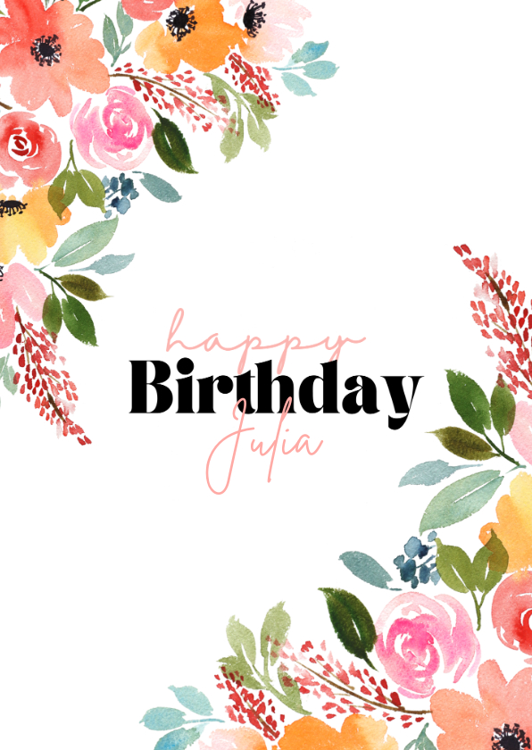 Geburtstagskarten - Blumenkarte 'Happy Birthday'