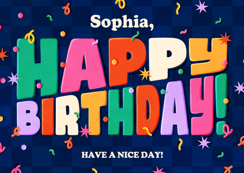 Geburtstagskarten - Bunte Geburtstagskarte 'Happy Birthday' mit Namen