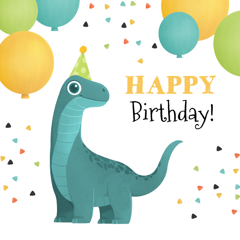 Geburtstagskarten - Dino-Geburtstagskarte mit Luftballons