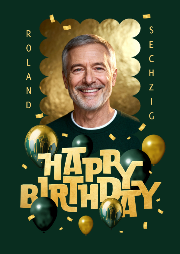 Foto-Glückwunschkarte 60. Geburtstag Konfetti Balonnen - Geburtstagskarten Geburtstagskarten - Foto-Glückwunschkarte 60. Geburtstag Konfetti Balonnen