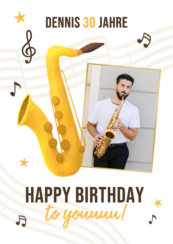 Geburtstagskarten - Foto-Glückwunschkarte Geburtstag Saxofon