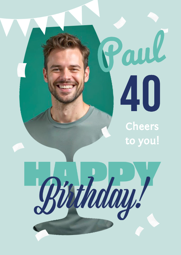 Geburtstagskarten - Geburtstag Glückwunschkarte 40 Foto in Weinglas