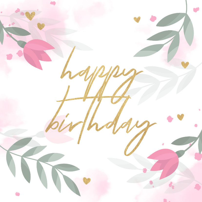 Geburtstagskarten - Geburtstags-Glückwunschkarte mit rosa Tulpen