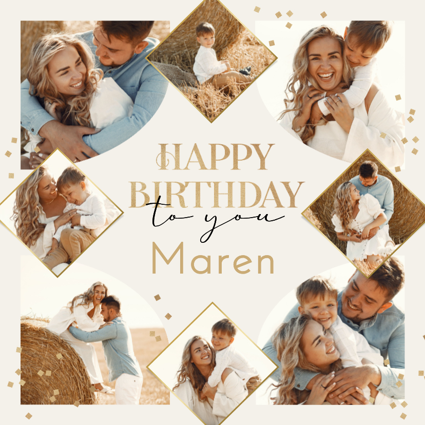 Geburtstagskarten - Geburtstagsgrußkarte Fotocollage grafisch