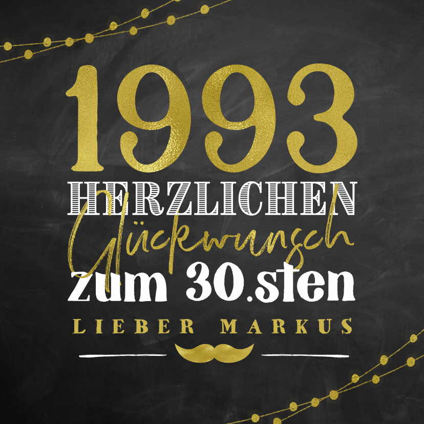 Geburtstagskarten - Geburtstagskarte 30 Jahre 1993