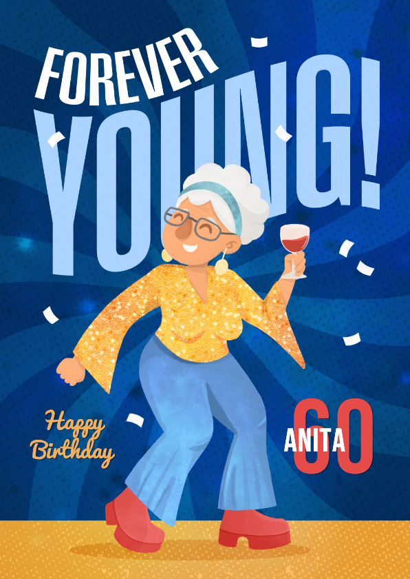 Geburtstagskarte 60 Jahre 'Forever Young' Disco - Geburtstagskarten Geburtstagskarten - Geburtstagskarte 60 Jahre 'Forever Young' Disco