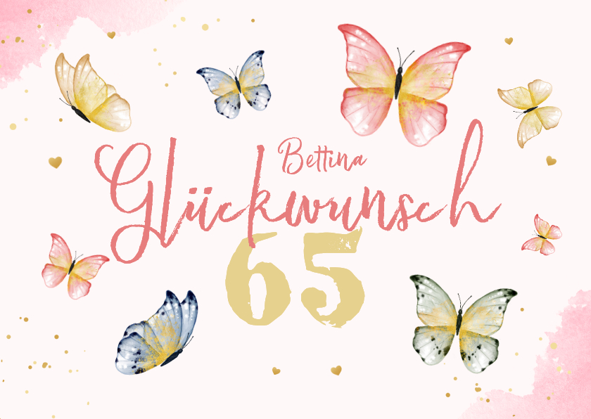Geburtstagskarten - Geburtstagskarte 65 Jahre Schmetterlinge