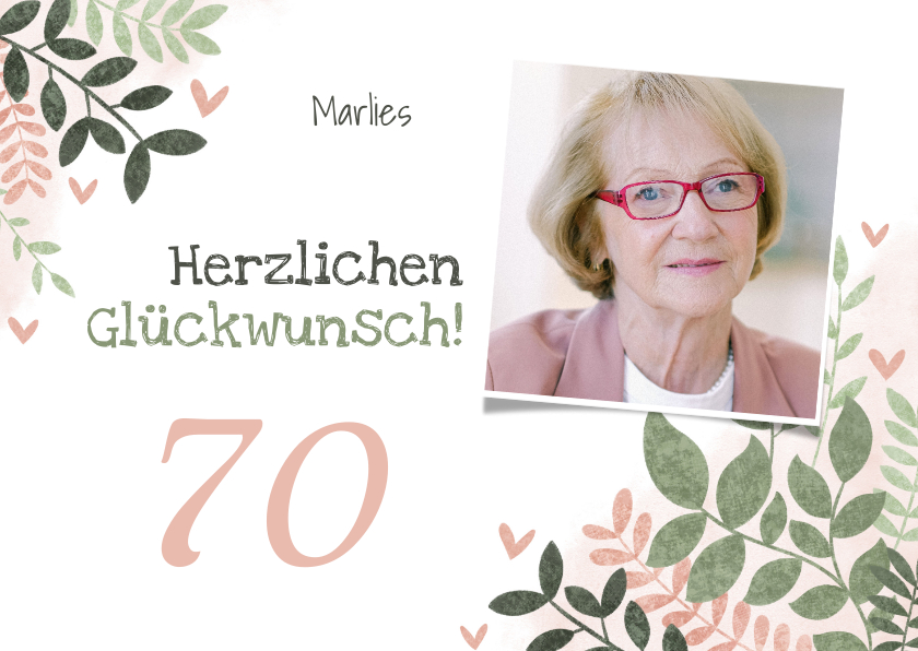 Geburtstagskarten - Geburtstagskarte 70. Geburtstag Foto & Blumen