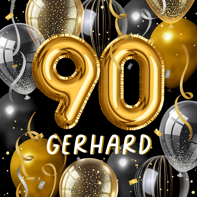 Geburtstagskarte 90 Jahre Folienballons - Geburtstagskarten Geburtstagskarten - Geburtstagskarte 90 Jahre Folienballons