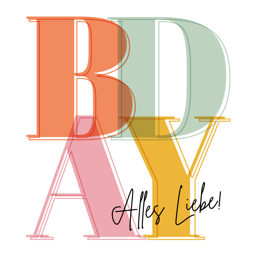 Geburtstagskarten - Geburtstagskarte 'BDAY' bunt