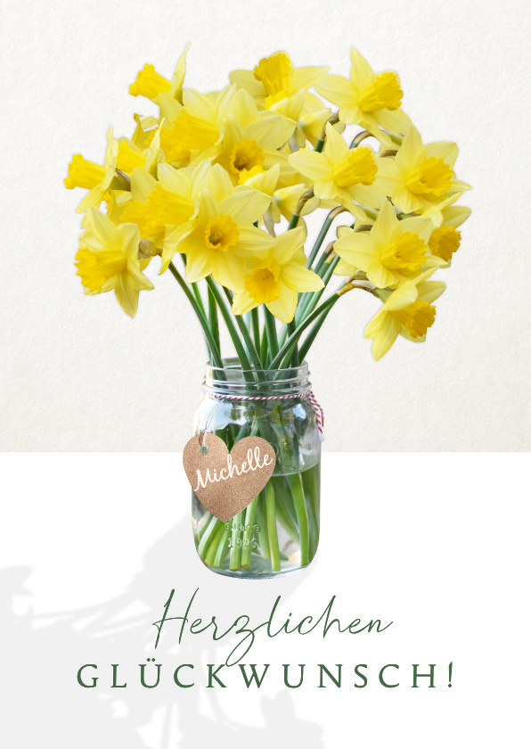 Geburtstagskarten - Geburtstagskarte Blumenvase mit Narzissen