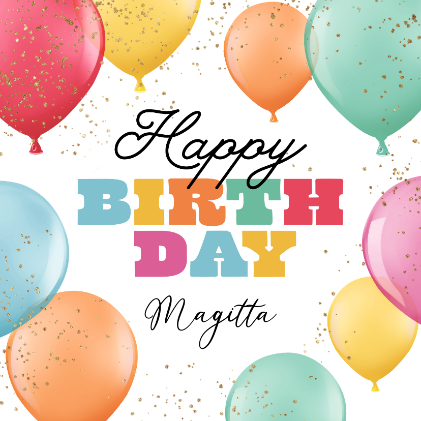 Geburtstagskarten - Geburtstagskarte bunte Luftballons & Konfetti