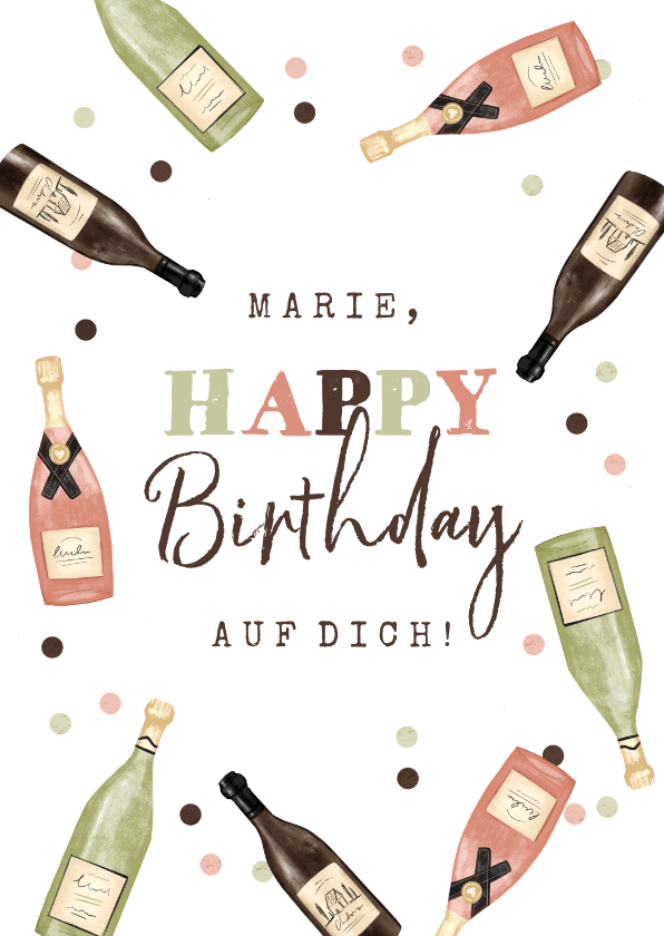 Geburtstagskarten - Geburtstagskarte Champagner und Wein