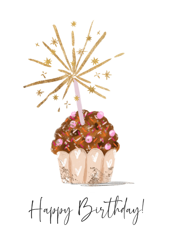 Geburtstagskarten - Geburtstagskarte Cupcake mit Wunderkerze