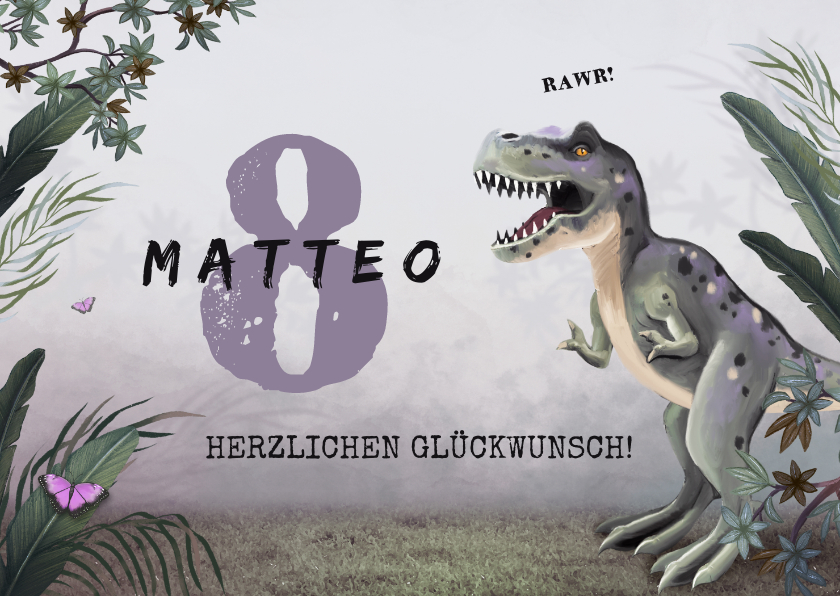 Geburtstagskarten - Geburtstagskarte Dschungel-Dino