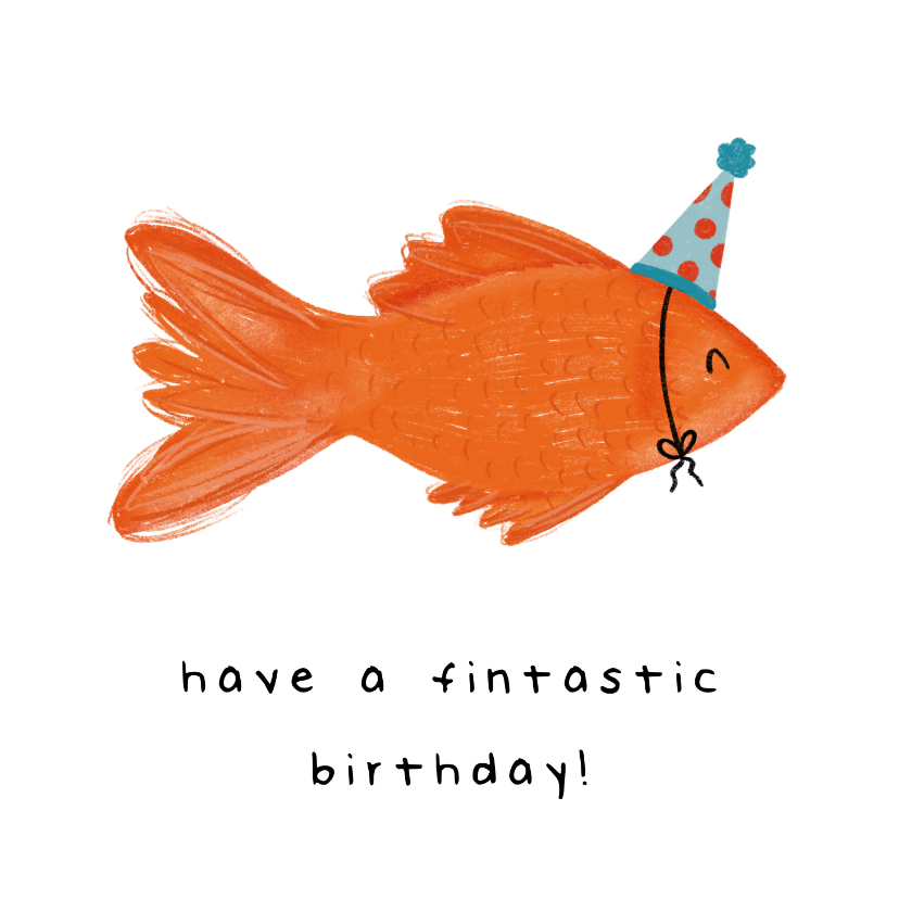 Geburtstagskarten - Geburtstagskarte Fisch mit Partyhut